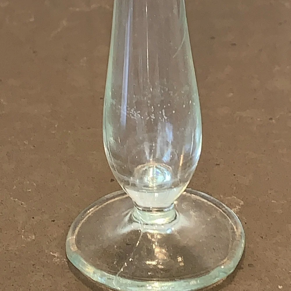 Vtg MCM Etched Glass Swung Vase 9.25”